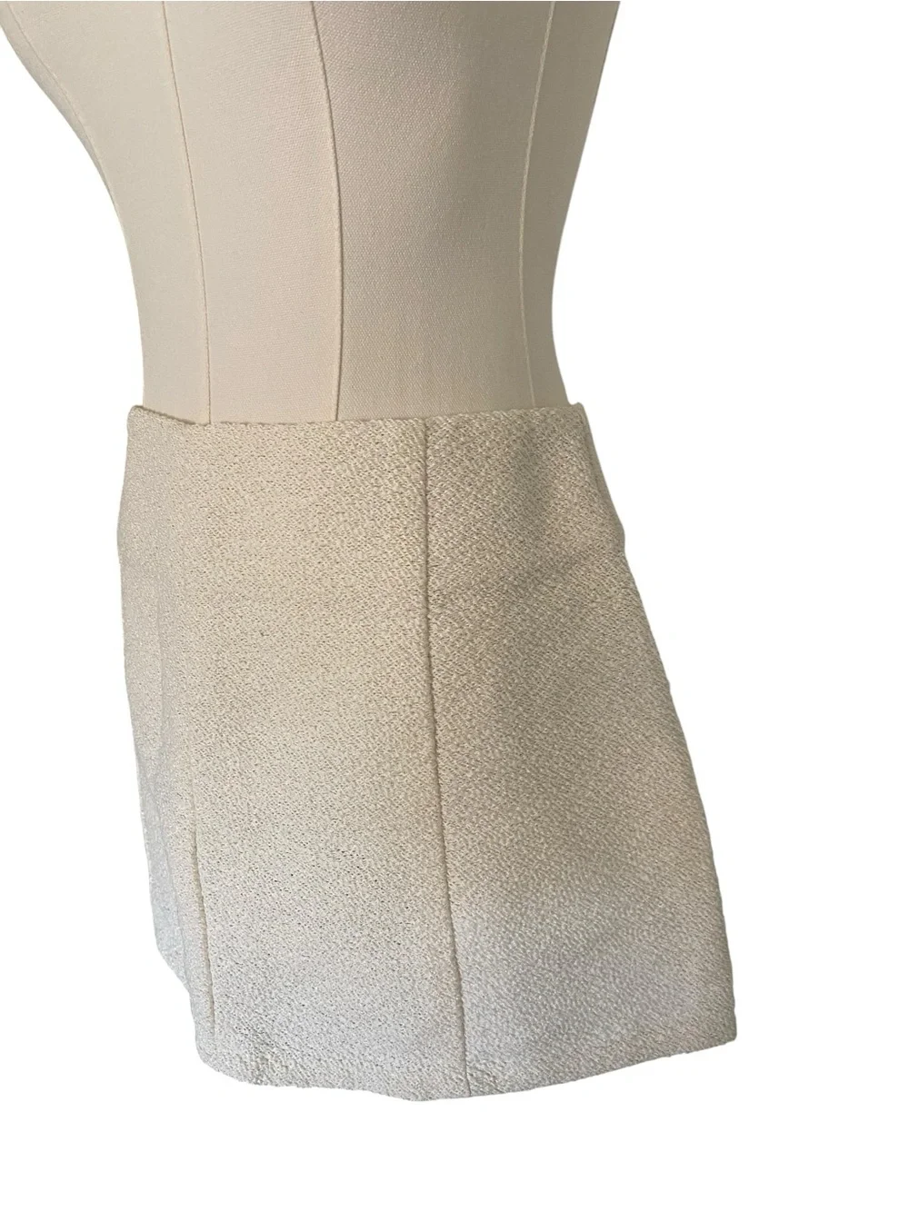 Textured Cream Mini Skirt